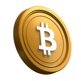 Hero bölümünde görsel öğe biçiminde eğik konumlandırılmış Bitcoin BTC coini